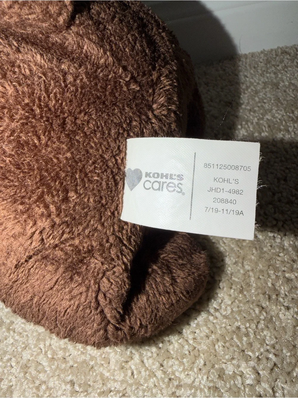 Kohl's Chocolate Brown Plush Bear Stuffed Animal